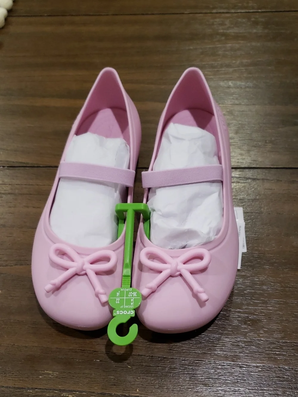 CROCS Kids Pink Mary Jane Ballet Flats with Bow
